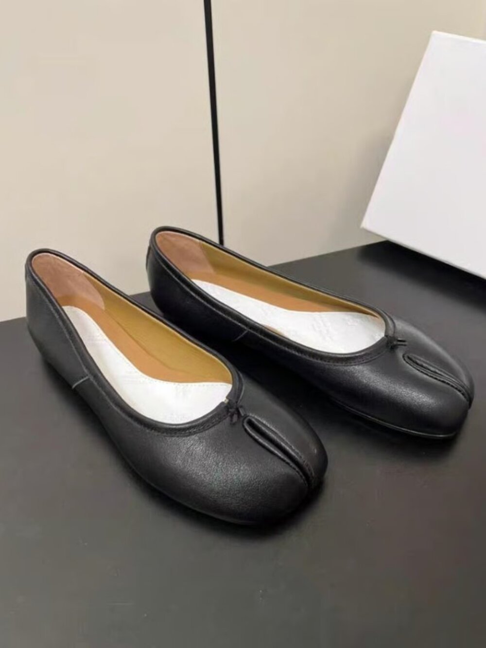 Maison Margiela Black Leather Tabi Loafers - With Original Box